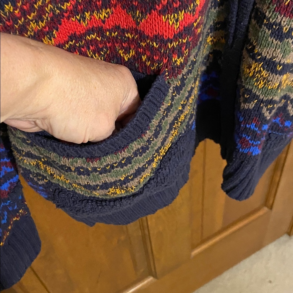 The Rail Multi-Color Zip-Front Cardigan Sweater Cotton Blend Shawl Collar Large - Picture 4 of 11